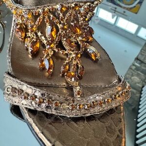 Steven By Steve Madden Brown Bejeweled Snake Print Heels